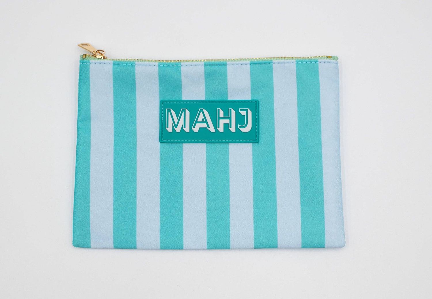 Premium Mahjong Card & Accessory Bag, Pattern & Color: Stripes- Green & Blue Card & Accessory Bag