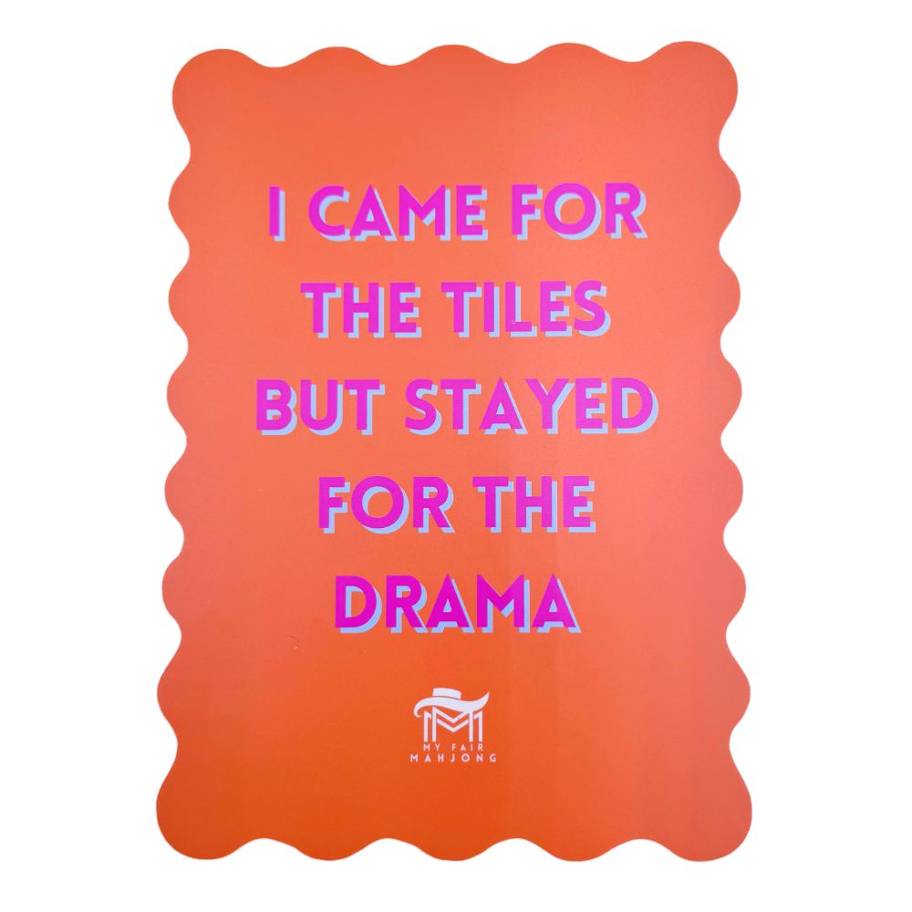 MAHJONG SHUFFLE CARD  |  Scalloped Edges & Bright Colors  |  Sized to Store with Mahjong League Cards, COLORS & DESIGN OPTIONS: 05-ORANGE- STAYED FOR DRAMA