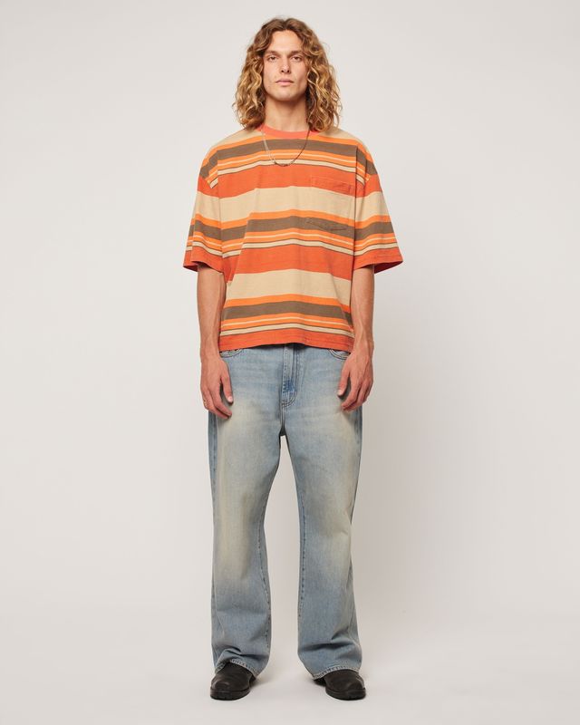 Rollas Big Newport Stripe Tee - Sunset