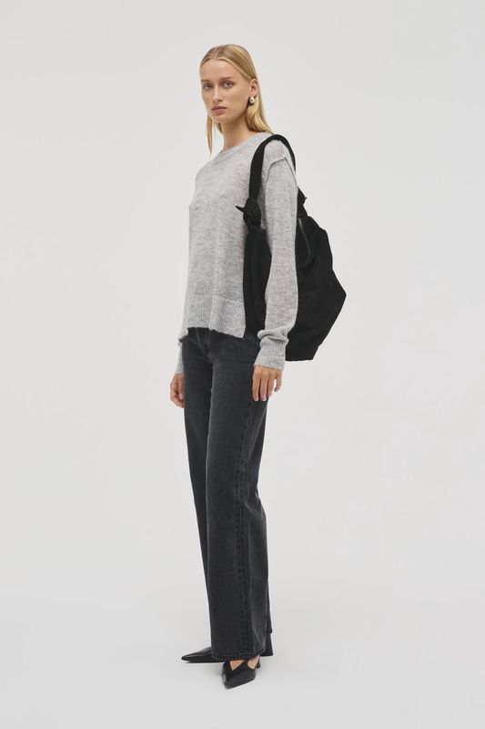 Neuw Fine Mohair Wool Crew - Grey Marle