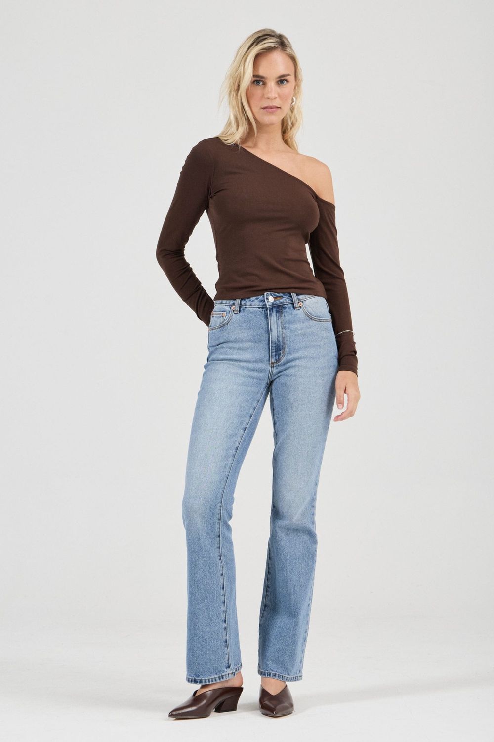 Rollas Natasha Off Shoulder Top - Espresso