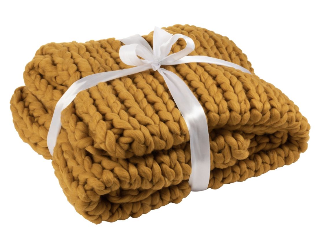 Plaid gebreid, Kleur: Oker