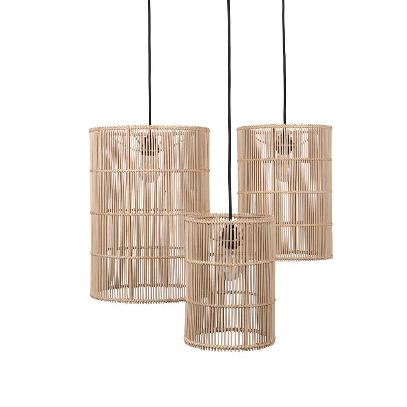 Set van 3 lampenkappen in ratan