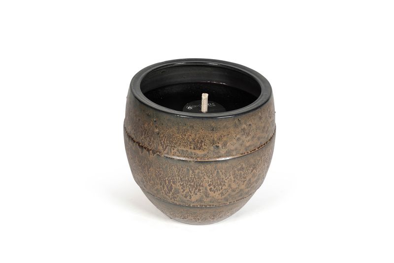 Buitenkaars in keramiek pot - oker of bruin