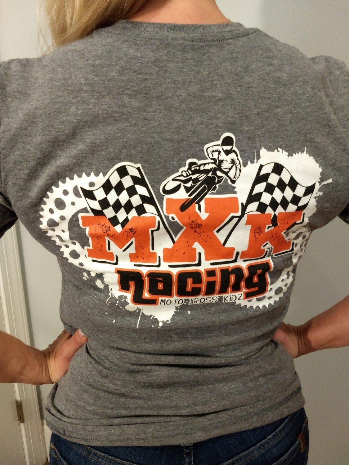 Womens - Kidz 50-50 MXK RACING Tee Black or Gray YS -2XL