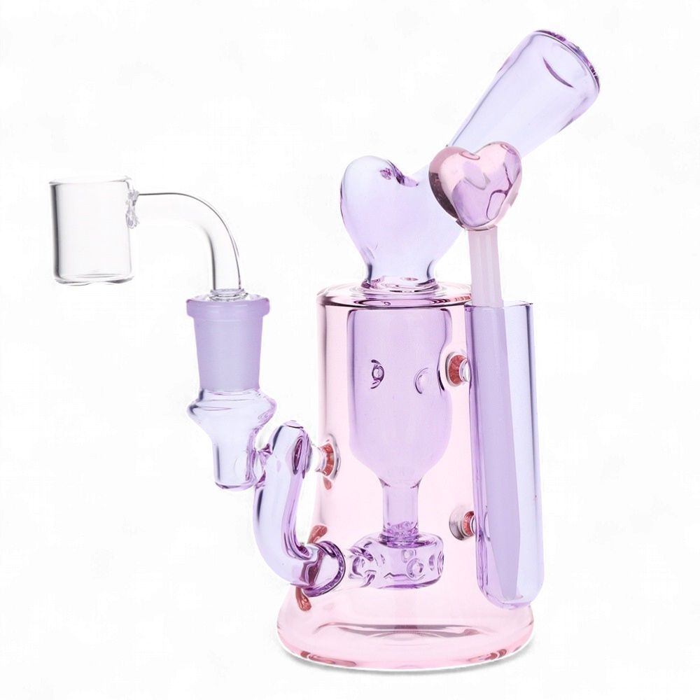 Lovely Heart Glass Dab Rig Set, 6.25”, 14mm