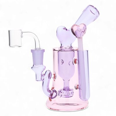 Lovely Heart Glass Dab Rig Set, 6.25”, 14mm
