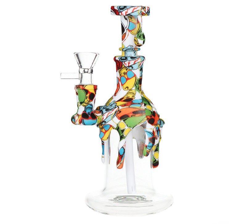 Masked Silicone &amp; Glass Water Pipe | 7.5" | 14mm F