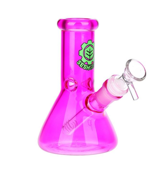 SeshGear Shorty Beaker Color Glass Water Pipe | 5.75" | 14mm F, Color: Purple