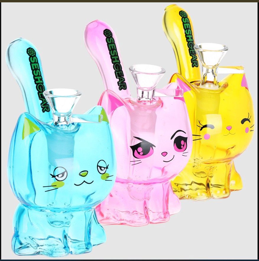 SeshGear Kitty Cat Glass Water Pipe | 5.5" | 14mm F