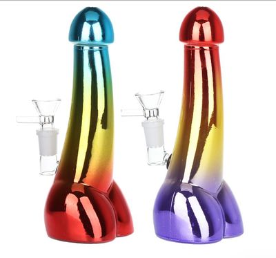 Penis Electroplated Glass Water Pipe | 8" | 14mm F