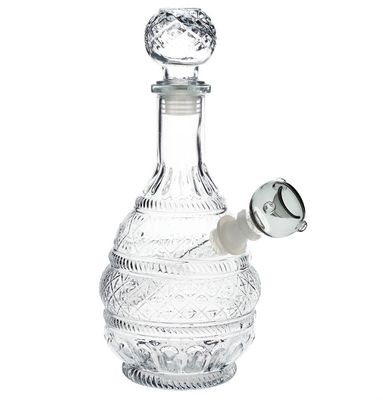 SeshGear Vintage Decanter Style Glass Water Pipe | Round Lotus | 10.75" | 14mm F