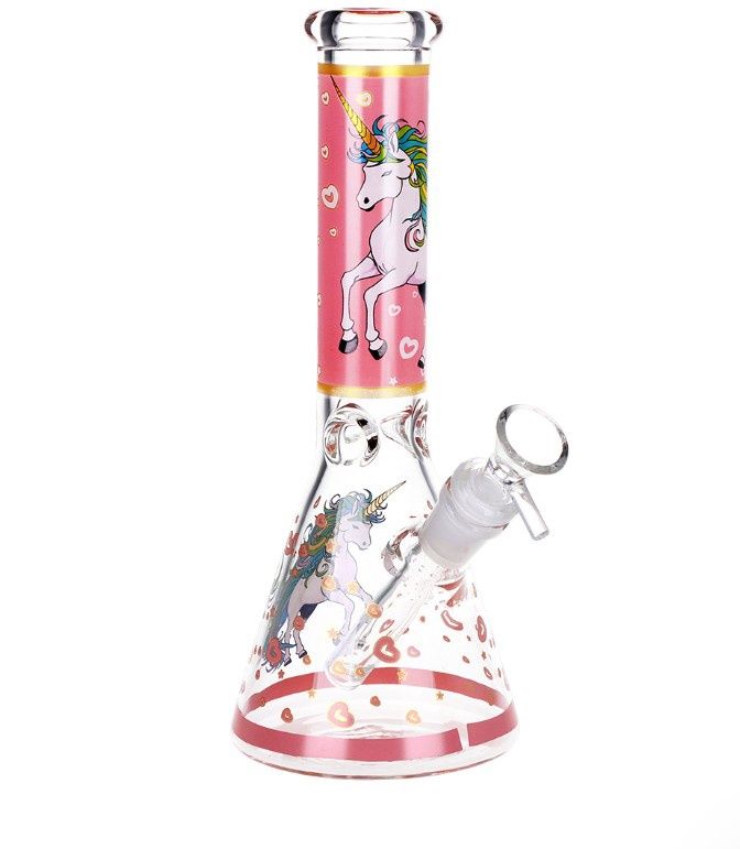 Pink Unicorn Beaker Glass Water Pipe | 10" | 14mm F