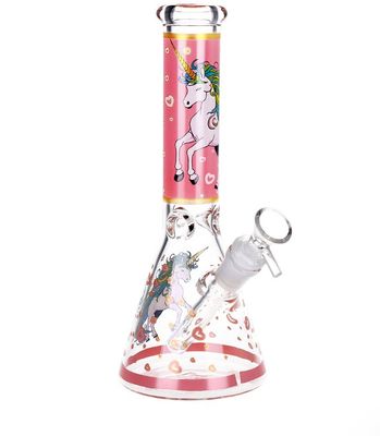 Pink Unicorn Beaker Glass Water Pipe | 10" | 14mm F