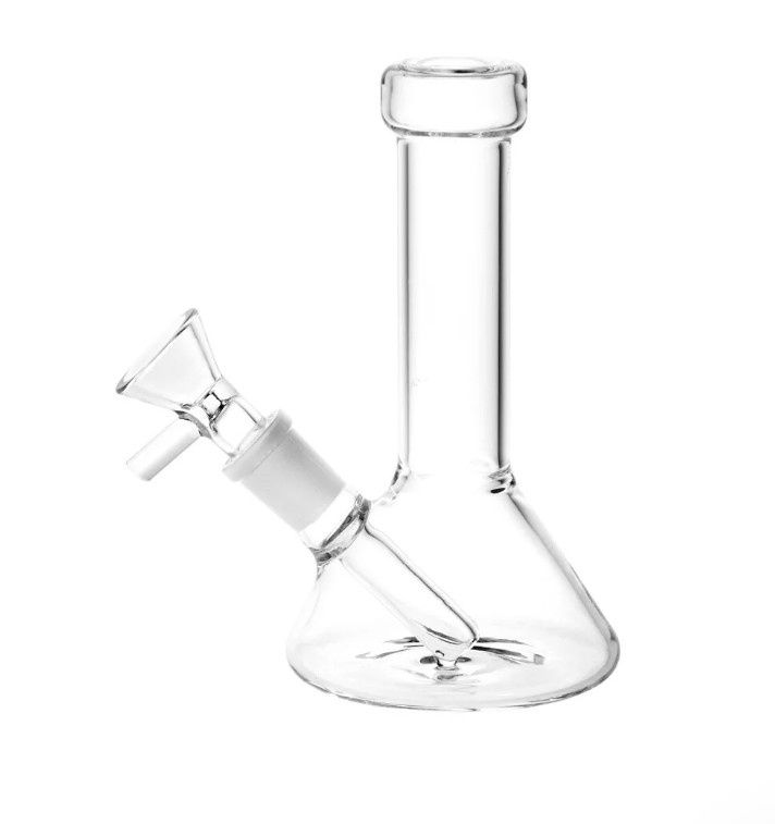 Mini Conical Base Glass Beaker Water Pipe | 5.25" | 14mm F | Clear