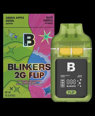 Blinkers | Green Apple Diesel / Blue Nerdz THC-P 2g Dual Tank Flip Vape