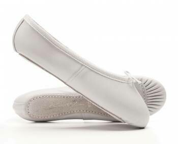 KATZ Full Sole White Leather Ballet Shoes - WIDE FITTING
