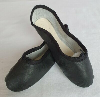 Felix Full Sole Black Leather Ballet Shoes