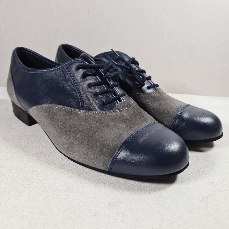 Mens Diamant Oxfords in Blue leather and Grey suede