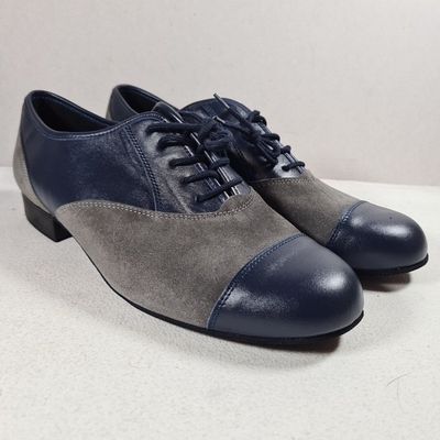 Mens Diamant Oxfords in Blue leather and Grey suede Mens Diamant Oxfords in Blue leather and Grey suede