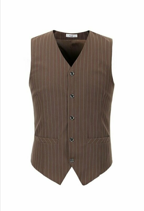Gilet cameriere gessato marrone
