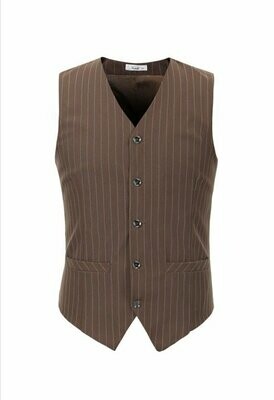 Gilet cameriere gessato marrone
