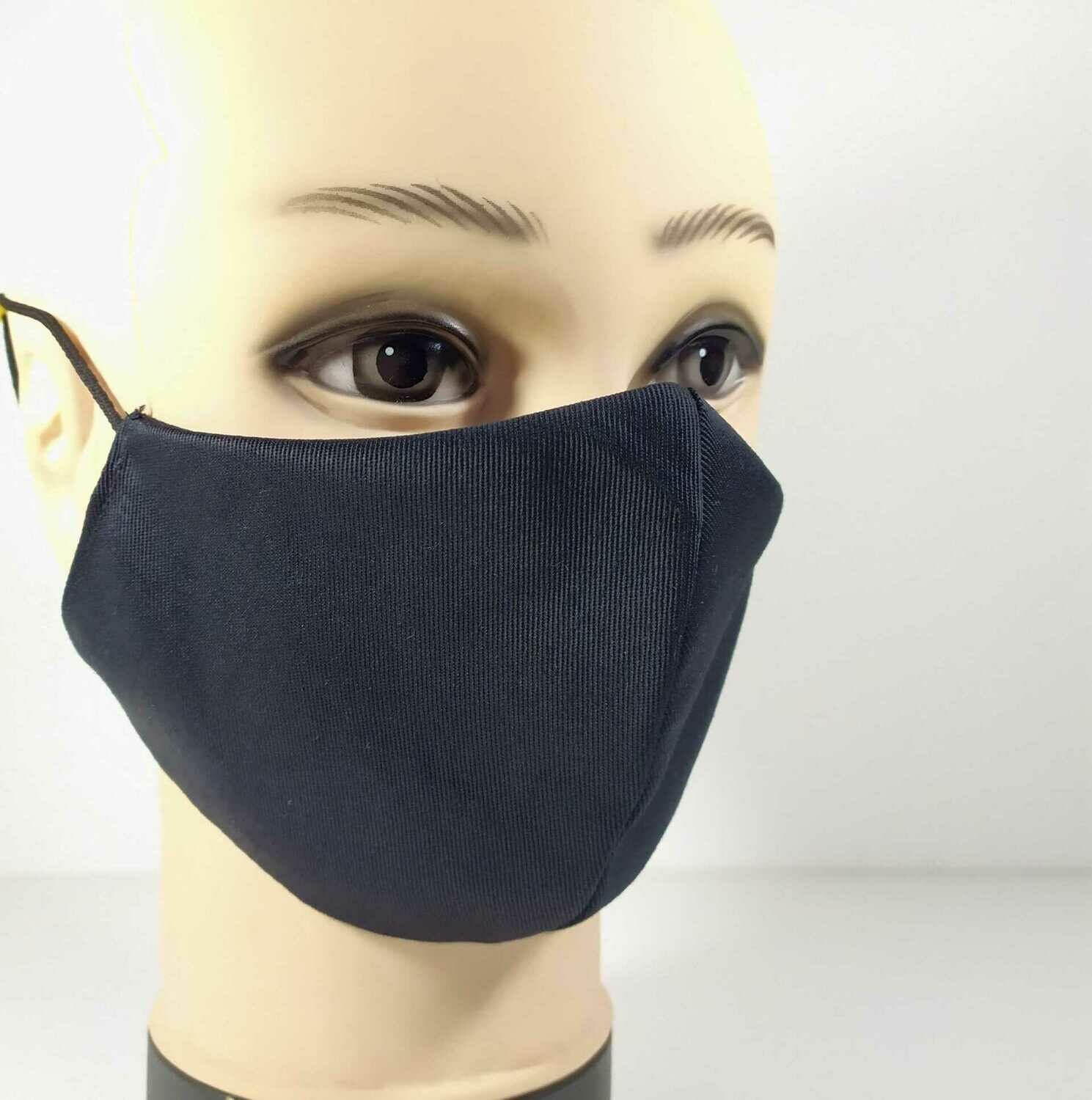 Mascherine Nere bi facciali personalizzate lavabili in tessuto a doppio  strato- conf. da 10 pezzi