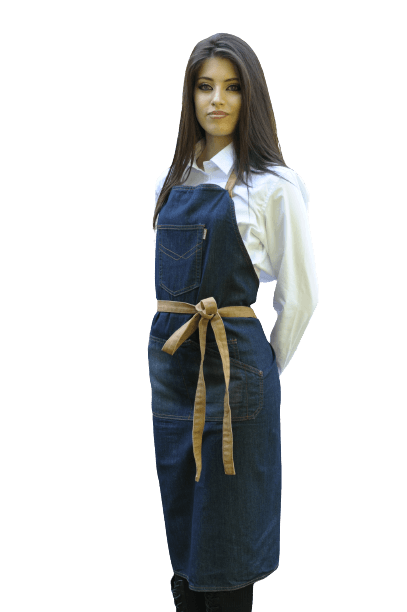 GREMBIULE  DENIM  LUNGO CON PETTORINA UNISEX