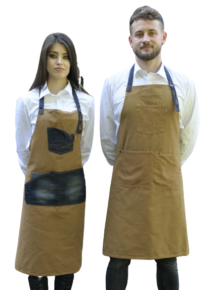 GREMBIULE BARMAN BEIGE LUNGO CON PETTORINA UNISEX GREMBIULE BARMAN BEIGE LUNGO CON PETTORINA UNISEX