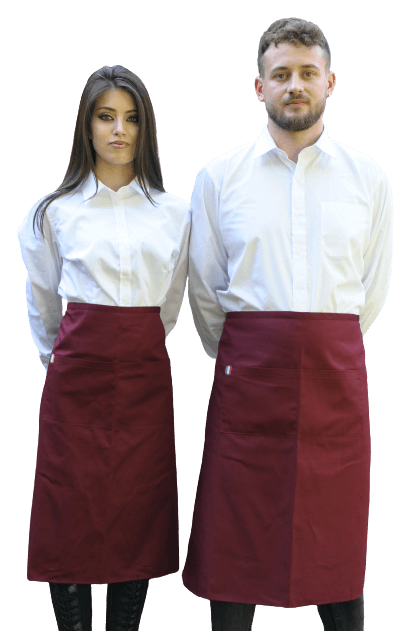 Grembiule bistrot cameriere lungo unisex bordeaux