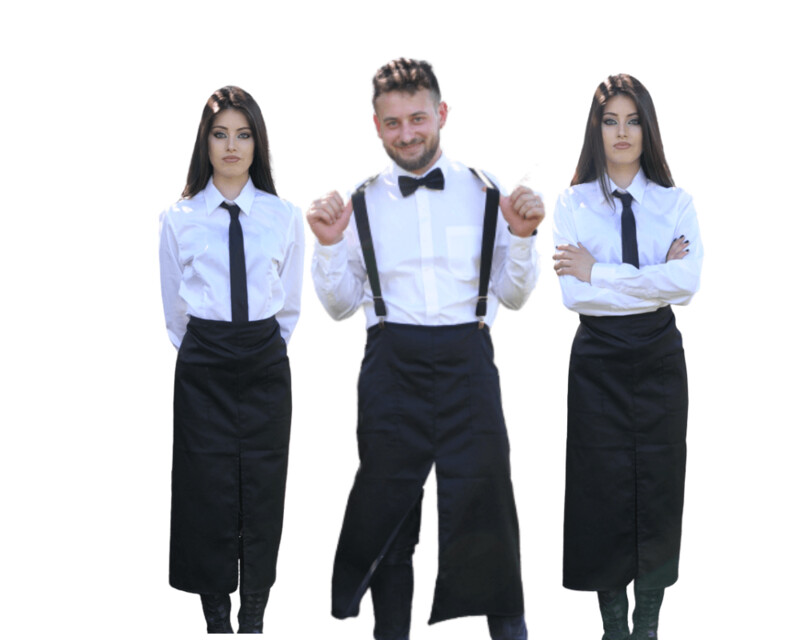 Grembiule cameriere bistrot con spacco centrale nero
