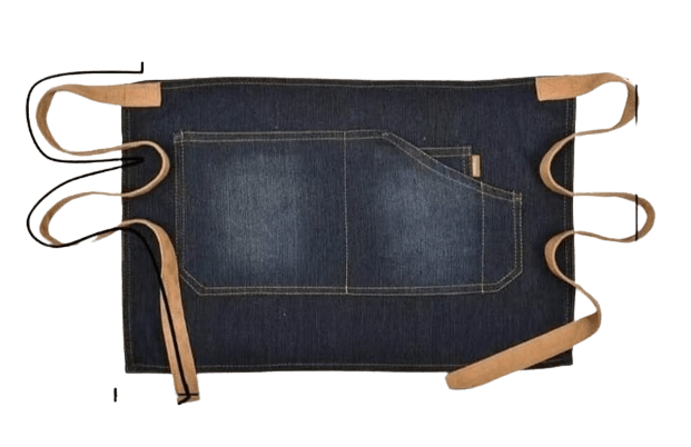 Grembiule pub corto unisex jeans tasca beige