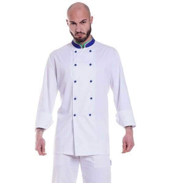 Giacca cuoco Tricolore Italia bottoni blu