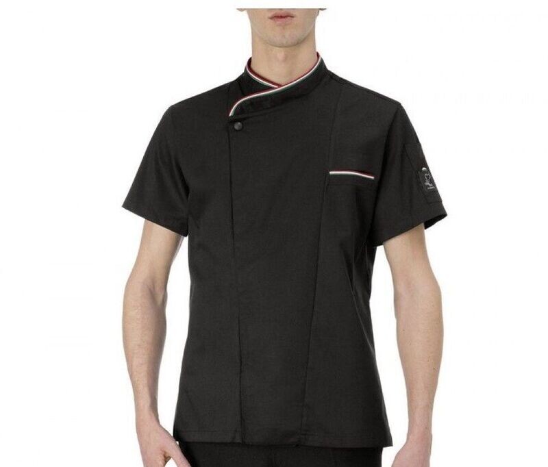 Giacca cuoco Thomas Giblor's tricolore nera giacca cuoco e pasticcere manica corta nera