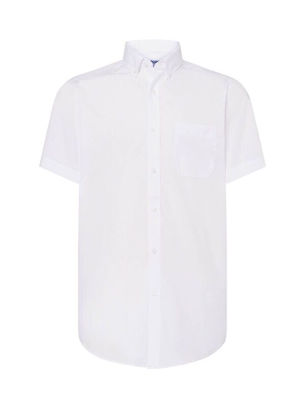 camicia uomo manica corta popeline botton down cameriere bianca