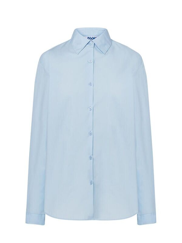 camicia in popeline m. lunga donna per cameriera celeste