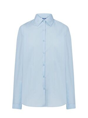 camicia in popeline m. lunga donna per cameriera celeste