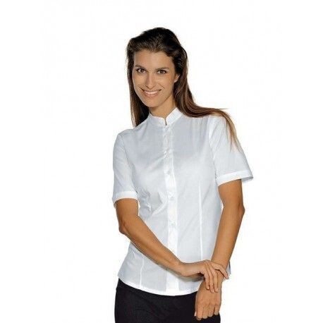 camicia-bianca-donna alla coreana-ristorante-maniche-corte