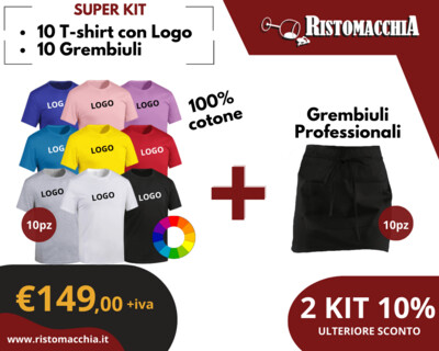 KIT 10 T-shirt con LOGO + 10 Grembiuli Corti