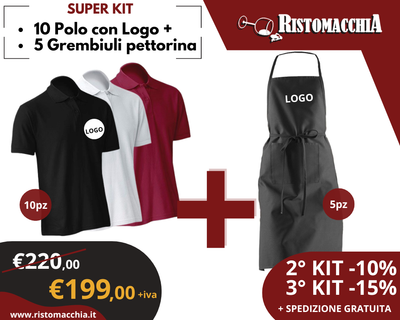 Kit 10 Polo personalizzate + 5 Grembiuli Venezia