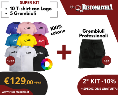  Kit 10 T-shirt personalizzate + 5 Grembiuli