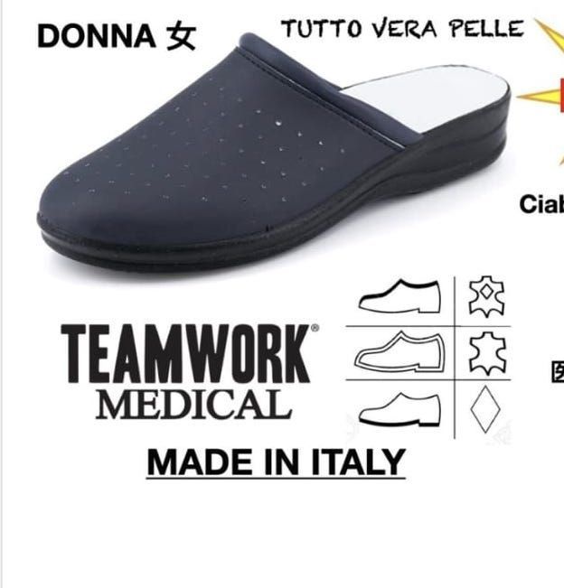 CIABATTA DONNA PELLE SUOLA GOMMA SANITARIO TEAMWORK