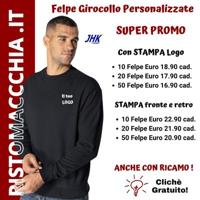 FELPA GIROCOLLO UNISEX JHK PREMIUM