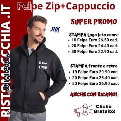 FELPA CAPPUCCIO ZIP UOMO JHK