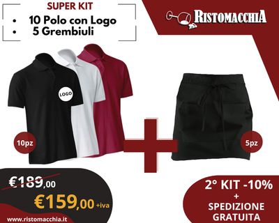 Kit 10 Polo personalizzate + 5 Grembiuli