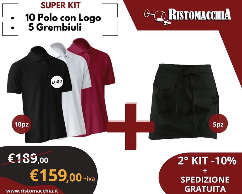 Kit 10 Polo personalizzate + 5 Grembiuli