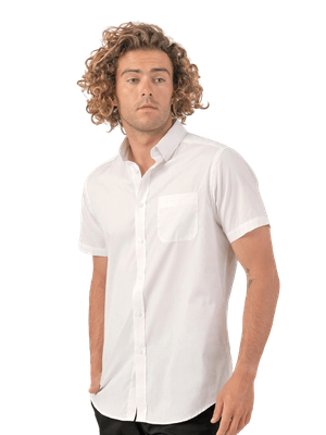 camicia uomo manica corta popeline botton down cameriere