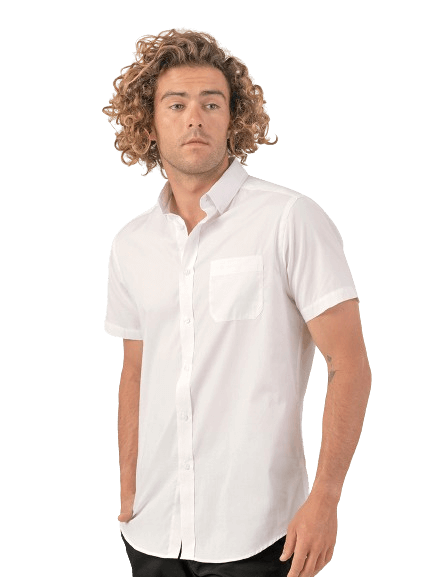 camicia uomo manica corta popeline botton down cameriere