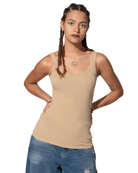 Canotta donna barista spiaggia colore sabbia