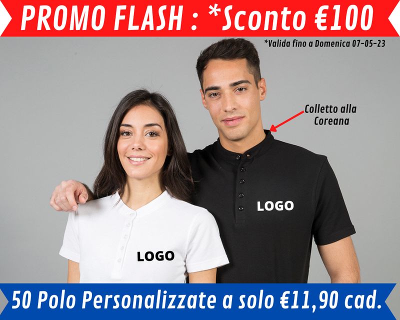 PROMO FLASH: 50 POLO COREANE PERSONALIZZATE